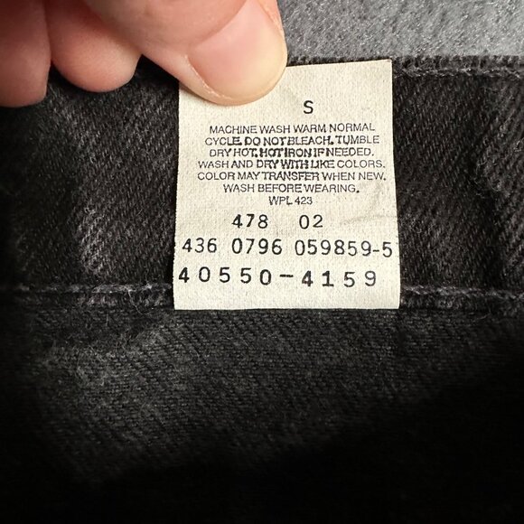 Vtg 1996 Levis 550 Mens 38x30 Black Relaxed Fit Tapered Leg Orange Tab Jeans - Picture 7 of 12